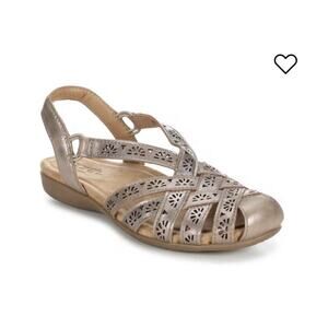 NEW EARTH ORIGINS BRIEL Metallic Pewter Color Sandal Sling Back Size Women’s 8